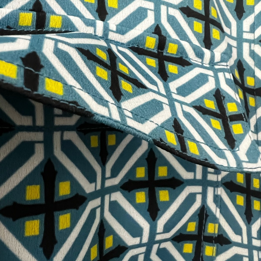 St. John Teal and Yellow Geometric Patterned Fabric